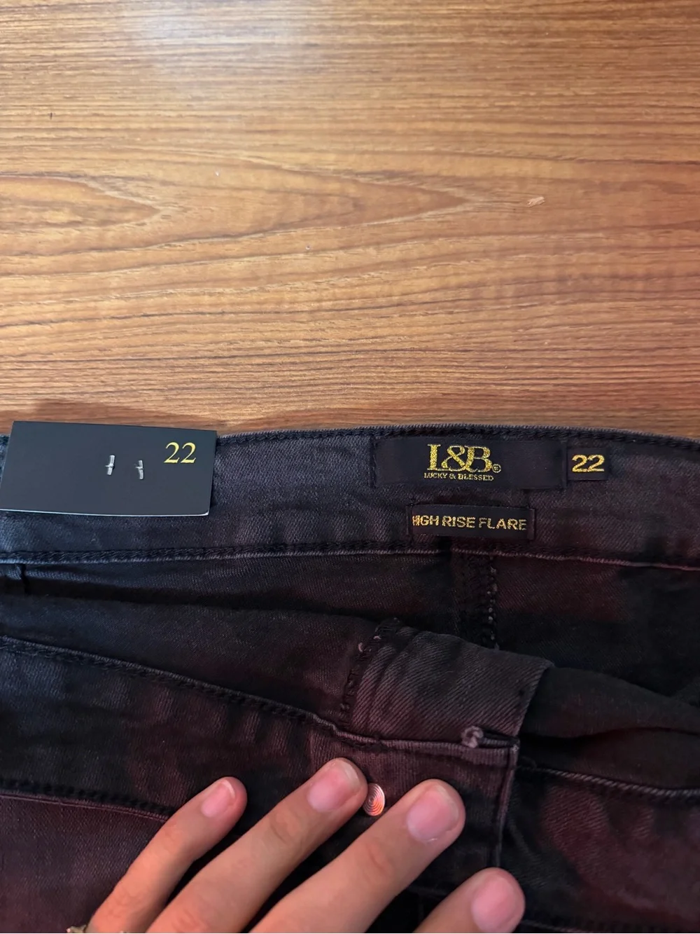 Lucky&Blessed Black Washed Flared Jeans with Raw Hem